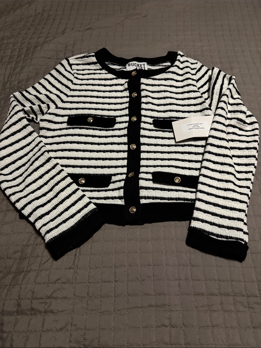 Striped Black & White womens Cardigan Jacket